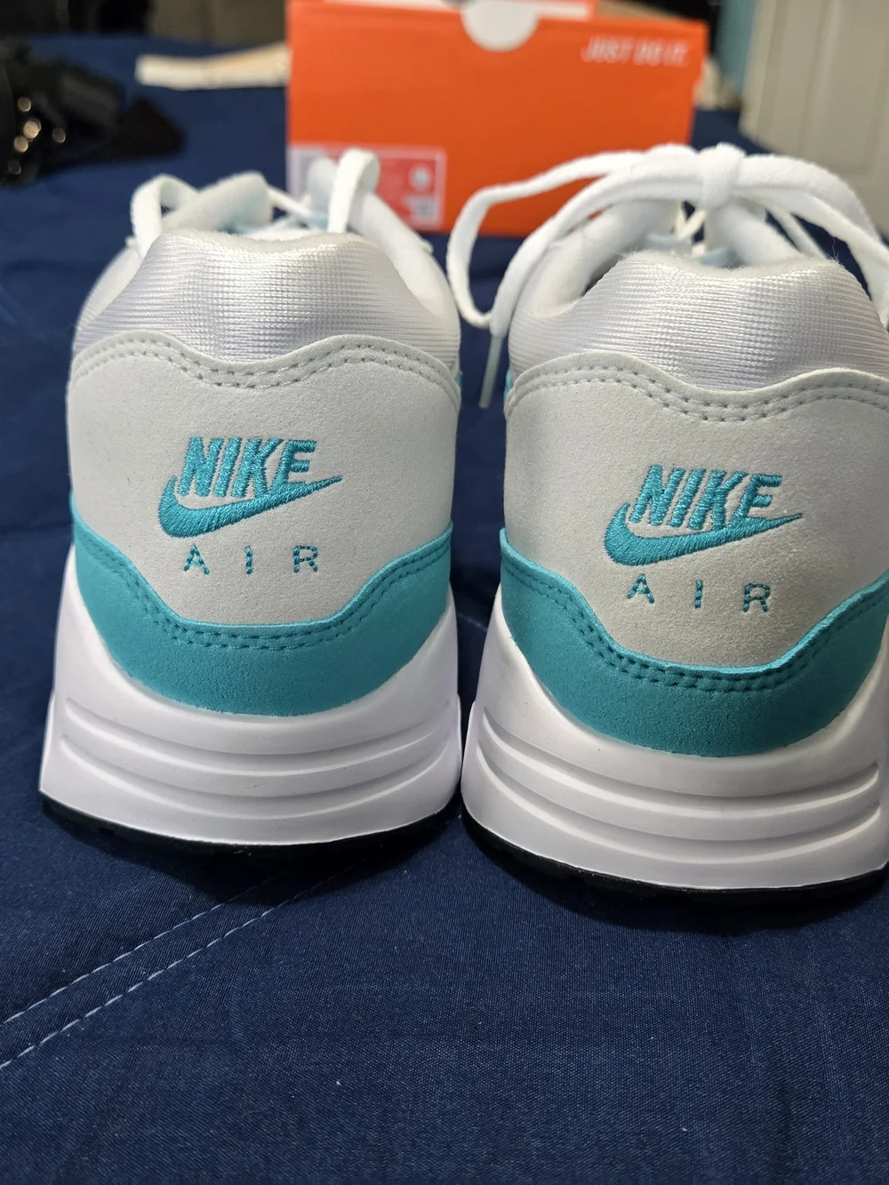 Nike Air Max White and Teal Sneakers